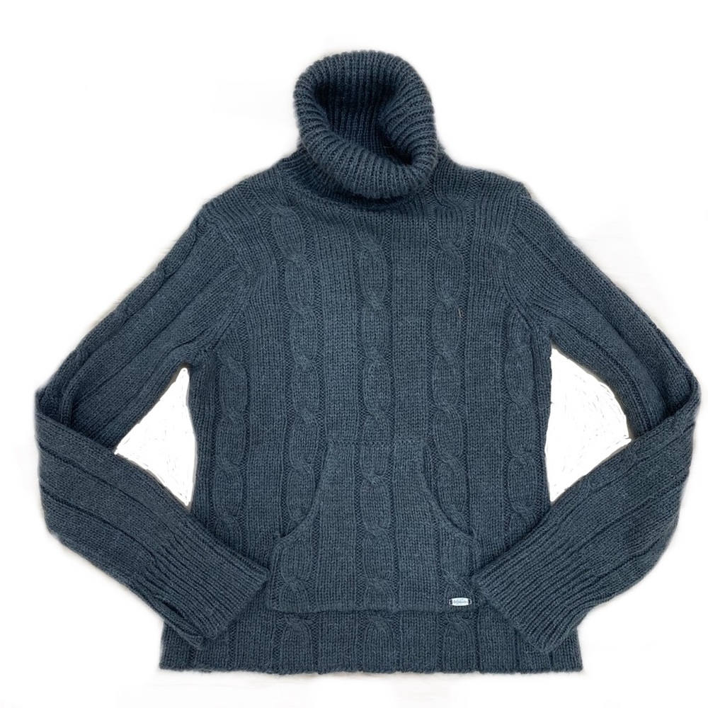 EUC- Columbia Alpaca/Wool Blend Cable Knit Sweater w/Kangaroo Pocket